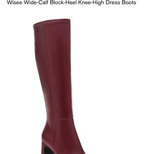 Madden Girl Wide-Calf Knee-High Block Heel Boots - Wine